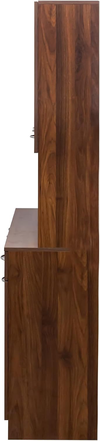 ZeHuoGe 70.86" Tall Pantry Cabinet with 6-Doors, 1-Open Shelves and 1-Drawer for Dining Room,Large Kitchen Hutch,Coffee Bar Station,Kitchen Storage Cabinet (Dark Walnut)