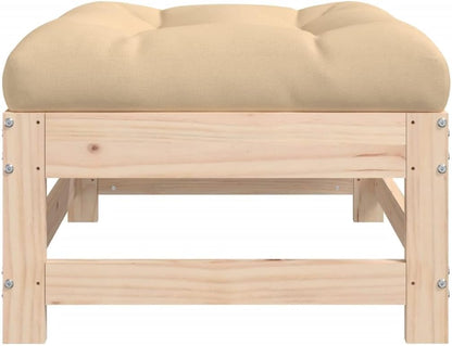 vidaXL Patio Furniture, Outdoor Ottoman Patio Footstool, Footrest Seat with Cushions for Garden Yard Deck Backyard, Solid Wood Pine