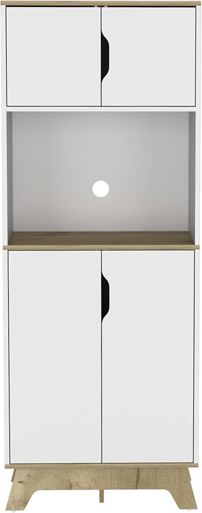 Microwave Tall Cabinet Wallas, Kitchen, Light Oak/White
