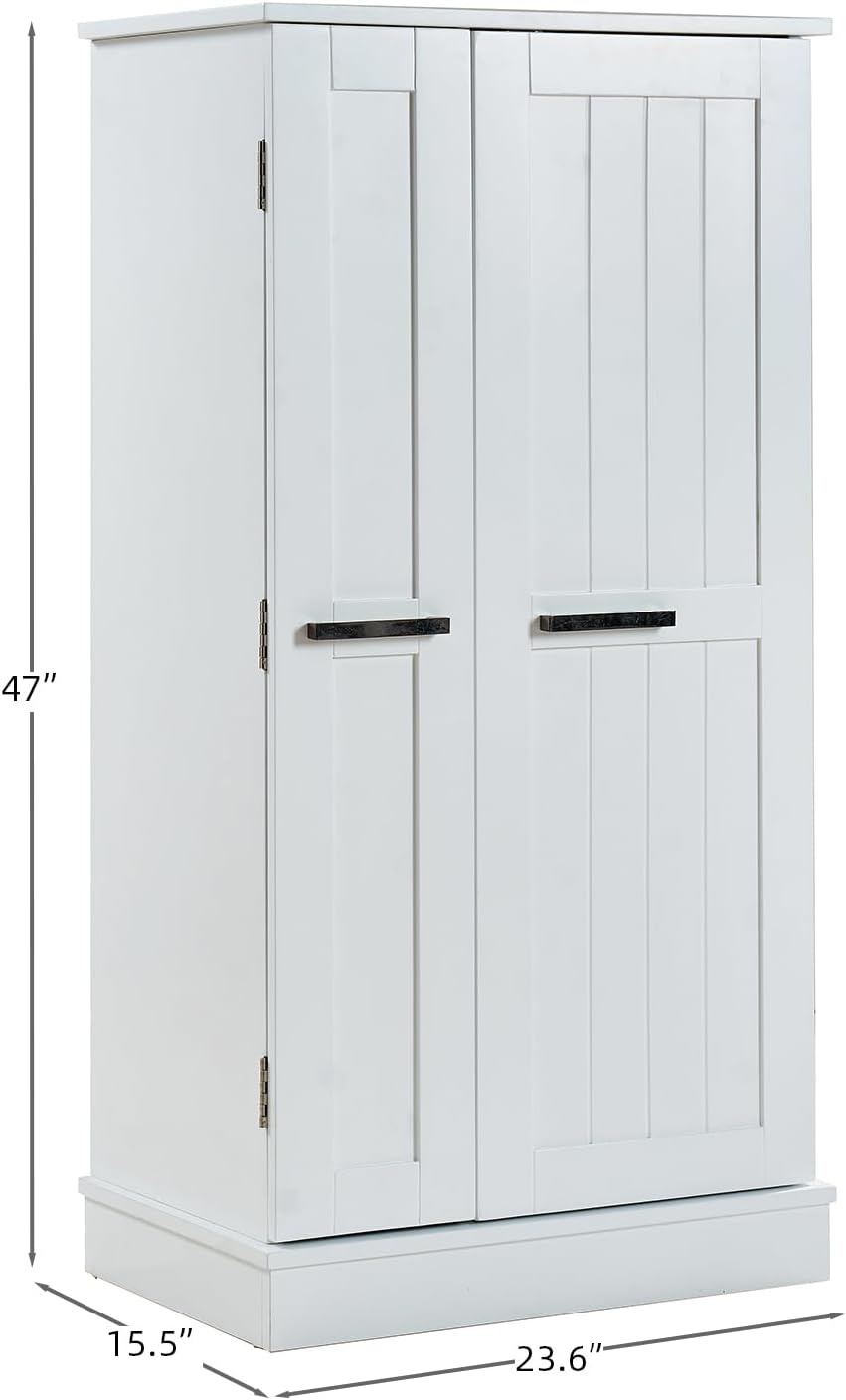 Small Kitchen Pantry Cabinet,White Storage Cabinet Dining Room,Small Food Pantry Cabinet with Doors & Adjustable Shelves,Kitchen cupboards