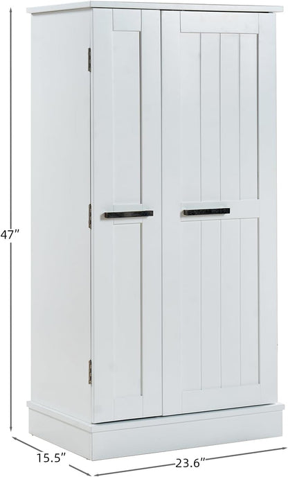Small Kitchen Pantry Cabinet,White Storage Cabinet Dining Room,Small Food Pantry Cabinet with Doors & Adjustable Shelves,Kitchen cupboards