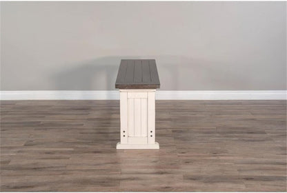 Pemberly Row Farmhouse Solid Wood Dining Bench in Brown/White, Rustic Wood Construction, Sturdy and Durable, Kitchen or Dining Seating, Farmhouse Style, Comfortable and Stylish