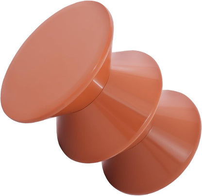 Round Side Table,Modern Hourglass Shaped Accent Stool, Minimalist Sofa Side Table Round Small Coffee End Table for Living Rooms, Bedrooms,Offices (Orange)