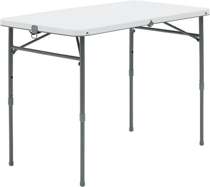 40" L x 20" W Plastic Adjustable Height Fold-in-Half Folding Table, White