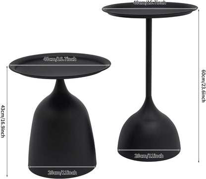 Bacocoo Round Side Table Set of 2, Metal End Tables Matte Black - 16.9" & 23.6" Height Modern Nesting Tables for Living Room, Bedroom, Office Sturdy.(Iron, Easy Assembly)