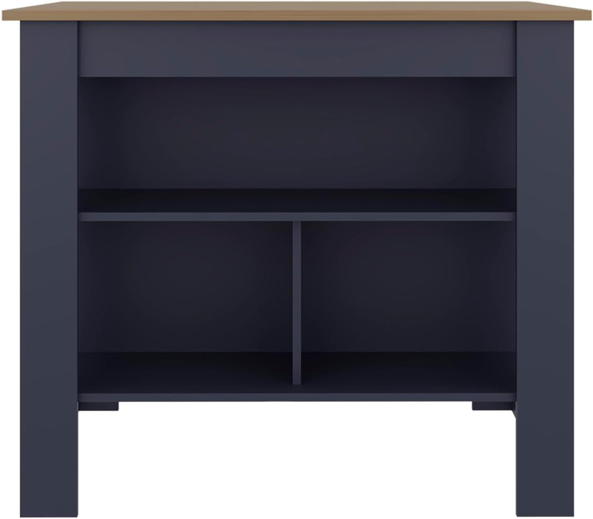 Kitchen Island with Three Open Shelves and Four Legs | Three open shelves for storage and organization