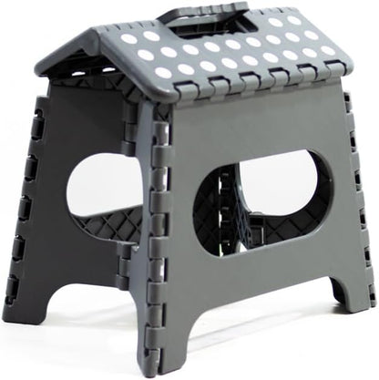 Avalon Multipurpose Folding Stool PVC Sturdy and Durable Home School Nursery Grey Small Folding Ladder (27 x 33 x 26.5cm)