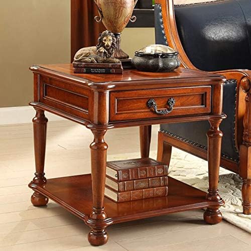 Telephone Table, Living Room Solid Wood Sofa Side Table,American Telephone Side Table,European Style Simple Retro Tea Table,Bedside Table with Drawers (