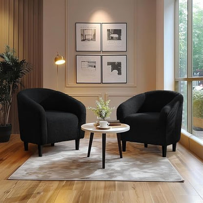 Yaheetech Compact Sherpa Accent Chairs Set of 2 for Small Spaces, Black