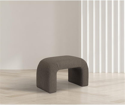 Meridian Furniture 169Brown Niagara Collection Modern | Contemporary Boucle Fabric Upholstered Bench with Rich Brown Boucle Fabric, Curved Contemporary Design, 28" W x 15.5" D x 17.5" H, Brown
