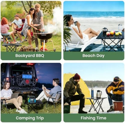 2 Pack Camping Table Foldable, Portable Folding Beach Table, Black-S | Ultralight, Metal, with Carry Bag, Small for Outdoor Travel & Picnic, BBQ, Cooking, Festival, Boat, Home Use