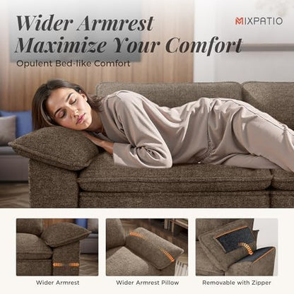MIXPATIO 124" 5-Seat U Shaped Modular Sectional Sofa,Chenille Taupe | Modern Sectional Couches for Living Room, Wider Armrest and Deep Seat, Comfy Cloud Sofa, Soft Chenille Furniture