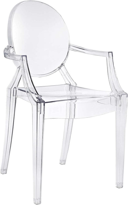 Modway Casper Modern Acrylic Stacking Kitchen and Dining Room Arm Chair in Clear - Fully Assembled