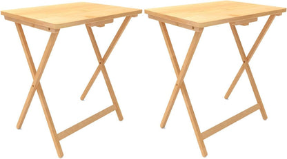 Fully Assembled Wooden TV Trays Set of 2, Folding TV Tray Tables, TV Dinner Tray for Eating