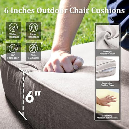 Luxury Outdoor Swivel Rocker Patio Chairs Set of 2 with 6-Inch Thick Cushions, High Back Swivel Patio Chairs Wicker Outdoor Gliders for Porch, Yard, Deck, Poolside, Grey/Beige