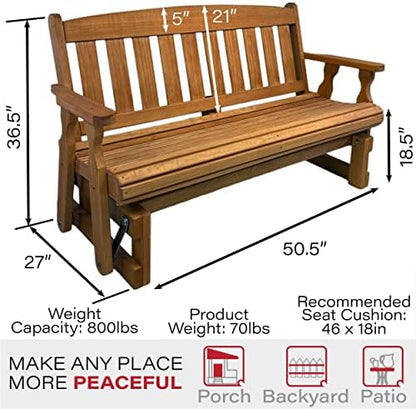 Amish Casual Heavy Duty 800 Lb Mission Pressure Treated Porch Glider (4 Foot, Cedar Stain)