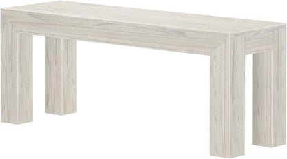 Plank+Beam Modern Dining Bench, 49 Inch, White Sand Wirebrush | Non-Toxic Finishes, Modern Design, Easy Assembly, Modern Style, Quick Setup, Solid Wood