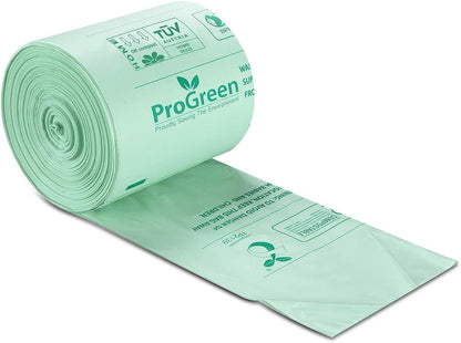 ProGreen Compostable Trash Bags, Extra Thick, Compost Kitchen Bin Bags, Food Scraps Yard Waste Bags, ASTM D6400 BPI and TÜV AUSTRIA Certified (6 Gallon, Pack of 100)