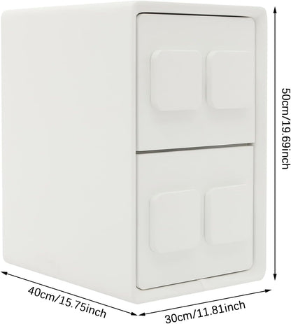 Modern Minimalist End Table, with 2 Drawers Bedside Table, Bedside Nightstand for Bedroom, Living Room, Office, 15.75x11.81x19.69 Inches (White)