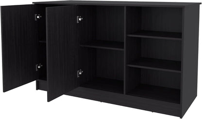 Wengue Kitchen Island with 2-Door and Open Storage | Six-shelf design with open storage for access and organized organization