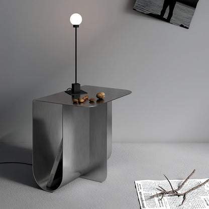 Stainless Steel Side Table with Storage, Modern Metal Coffee Table for Living Room, Bedroom, Office, Study & Guest Room, 15.7 x 11.8 x 15.0 Inches, Silver