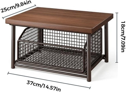 Desktop drawer-style storage rack with wooden top—suitable for kitchens, offices, and dormitories.