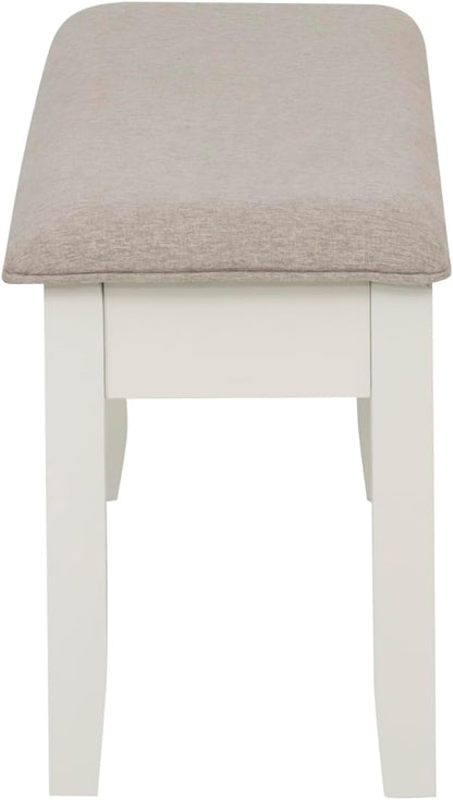 Powell Company Jane Grey Wood Backless Storage Bench with Beige Upholstered Top