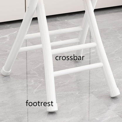 Folding Stool with Backrest, Cushioned Padded Leather Round Portable Foldable Bar Stool Chair for Kitchen(Brown)
