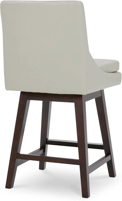 CHITA 26.8" Modern Swivel Counter Barstools, Creamy Grey Faux Leather, Set of 4