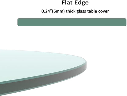 17" Round Tempered Glass Table Top, Clear Surface Flat Polished Edge for Furniture Protection Patio Dining Coffee End Tables (17 inch)