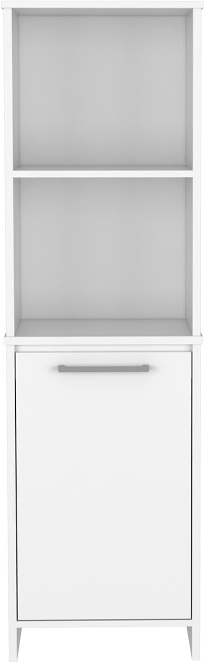 Kitchen Pantry Feery, Single Door Cabinet, Interior and External Shelves, White Finish