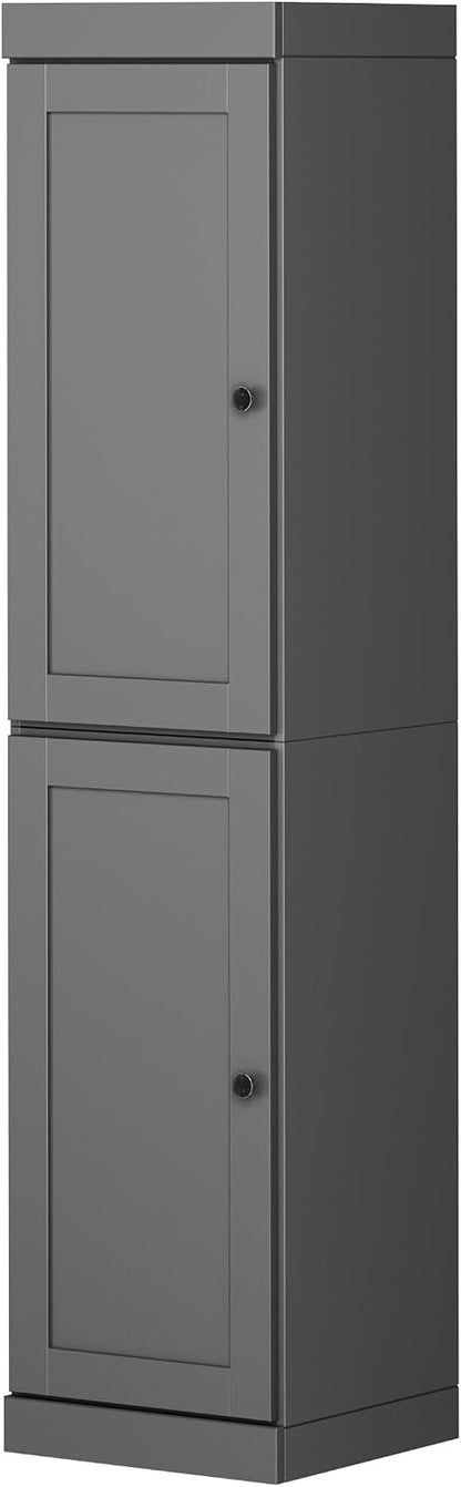 Palace Imports Solid Wood Pantry Cabinet - Tall Narrow Storage Cabinet with Shaker Doors - 16.5" W x 71.5" H - Gray, Kitchen Cupboard, Adjustable Shelves, 100% Eco-Friendly Wood, Modular
