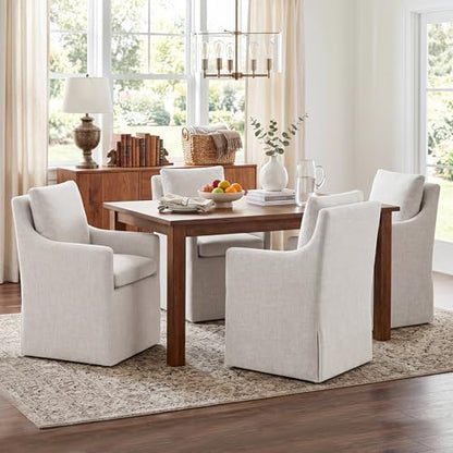 DUHOME Upholstered Dining Chair,Linen Accent Chair for Living Room,Single Sofa with 4 Casters,Upholstered Armchair for Bedroom Reading Waiting Kitchen Dining Room