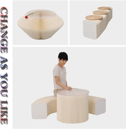 Accordion Paper Folding Sofa Chair,Versatile,Can Be Used As A Coffee Table,Shoe Change Stools and Benches,can Meet Your Various Needs,Brown