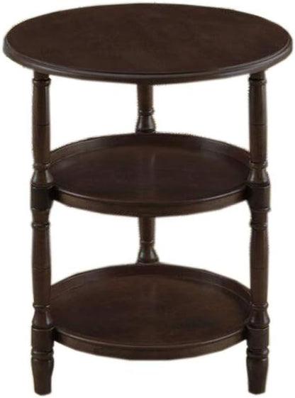Telephone Table, Small Telephone Coffee Side Table,Living Room Sofa Side Table,Three Layers of Storage,Round Tray Side Table,No Assembly Required(Color:Black Walnut,Size: