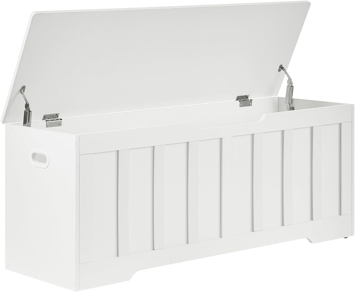 VANKILEY 47.2" Storage Chest Extra Large, Storage Bench.(White) | Wooden storage chest with 2 hinges,47.2"Lx15.7"Wx19.1"H.Storage bench for bedroom,living room,entryway and blanket storage