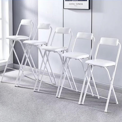 Tall Folding Stool Chair, 22/24/26/28/30 Inch Folding Bar Stool with Backrest and Padded, Portable Indoor Counter Bar Stools, Home Adults Breakfast Stool(White,30 inch(75 cm))
