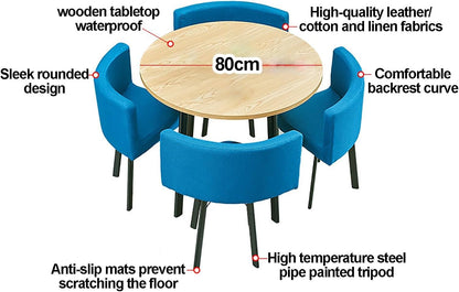 Reception Table and Chair Set, Space-Saving Small Round, Office Club Negotiation Coffee Table, for Home Living Room Balcony Cafe Meeting Break