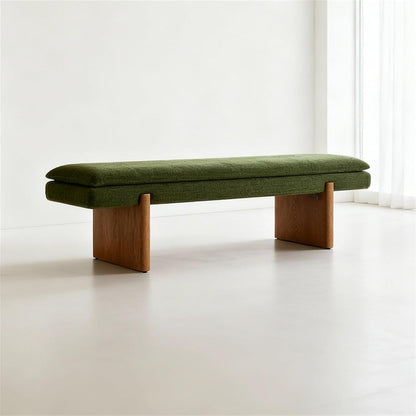 Modern Green Bedroom Bedside Bench Dressing Room Wooden and Fabric Long Entryway(Small)