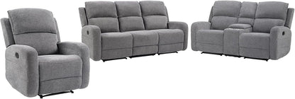 EBELLO Manual Living Room Furniture Reclining Couch Set, Fabric Recliner Chair, Loveseat and 3 Seat Sofa Couch for Meeting Room(Recliner+Loveseat+3 Seat Sofa)