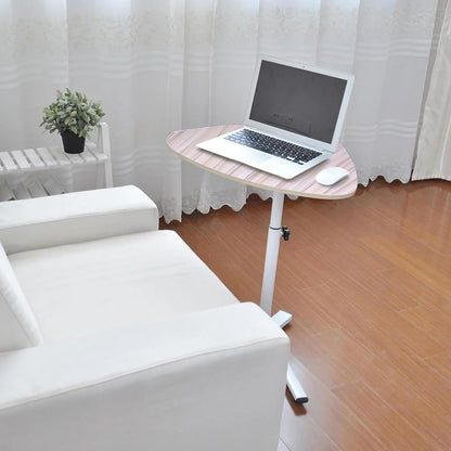 Modern Small Triangle Side Table, Adjustable Height Night Stand Bedside Table Sofa Side End Laptop Desk for Bedroom Living Room (White)