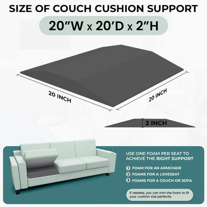 Sofa Couch Cushion Support, Black, Set of 3 | Sagging Sofas Repair