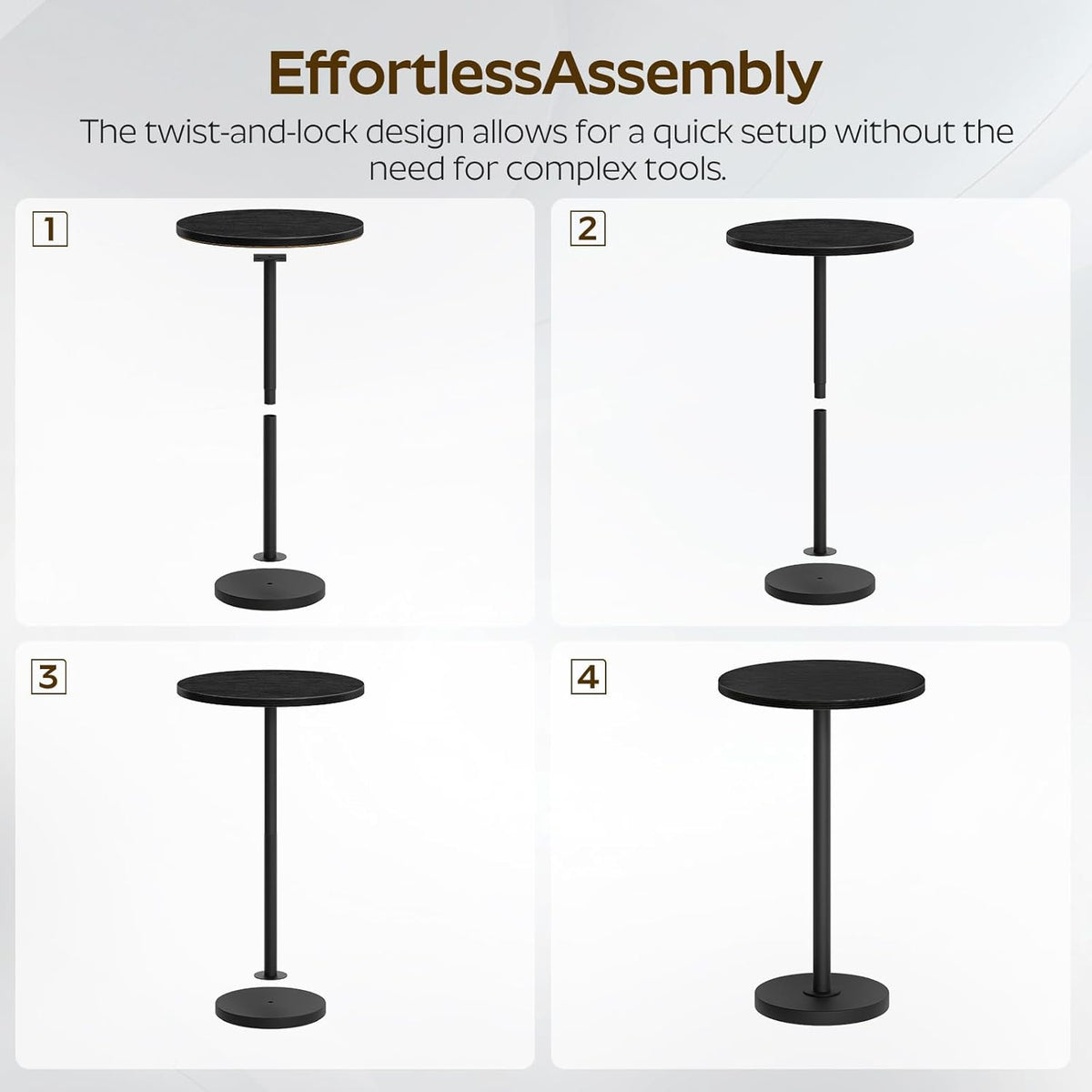 YATINEY Round Side Table, Small Drink Table, Pedestal Martini Table, End Table for Small Spaces in Living Room, Bedroom, Dormitory, Black ET30BB