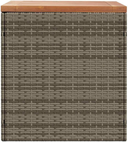Modern Garden Storage Box Grey and Brown with PE Rattan and Acacia Wood for Outdoor Storage and Seating