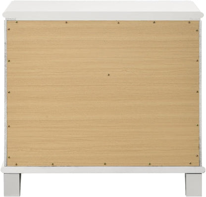 Pearl White 2-Drawer Nightstand with Acrylic Crystal Legs,for Small Spaces