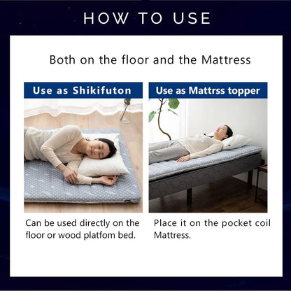 EMOOR Foldable Hybrid Futon Mattress, High-Resilience Urethane Foam 150N with Washable Padded Cover, Twin, Tatami Floor Sleeping Mat Pad Topper, Gray