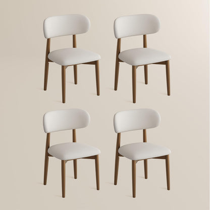 POVISON Modern Dining Chairs Set of 4, Armless PU Leather Dining Chair with PU Cushions and Dark Bronze-Coloured Metal Leg
