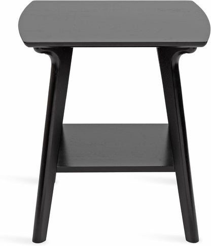 Kate and Laurel Louena Mid-Century Rectangle Wood Side Table, 22 x 20 x 24, Black, Modern Decorative Two-Tier End Table for Use as a Bedroom Nightstand or Apartment Living Room Accent