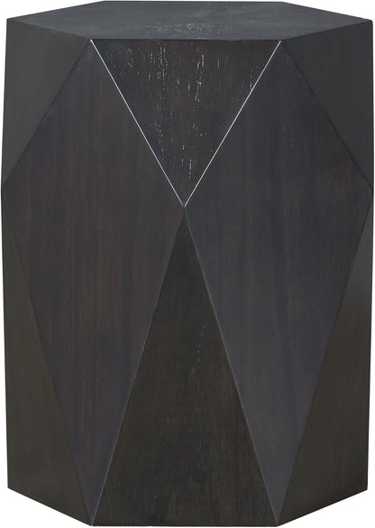 Acme Hanniel Contemporary Wood Hexagonal End Table in Antique Black
