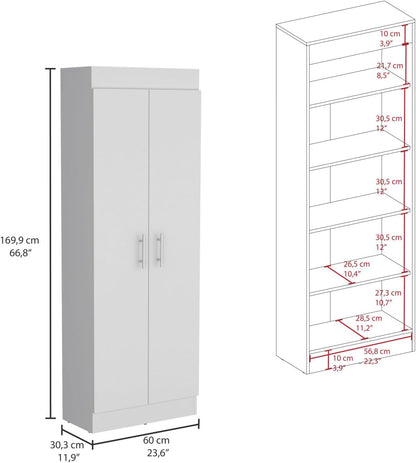 Nepal Pantry Cabinet, Space-Efficient 2-Door Design with Multiple Shelves